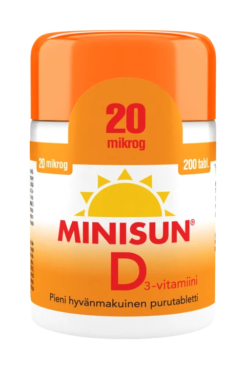 Minisun D-vitamiini 20 µg, 200 purutablettia